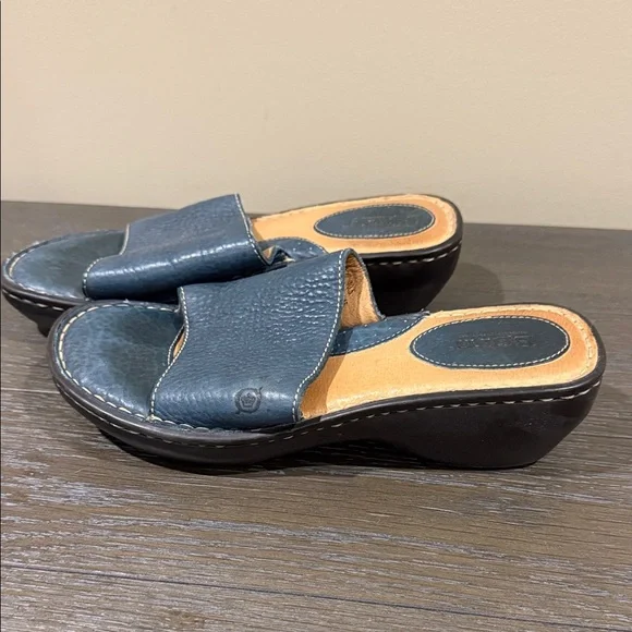 Born Blue Leather Mules - Picture 2 of 6